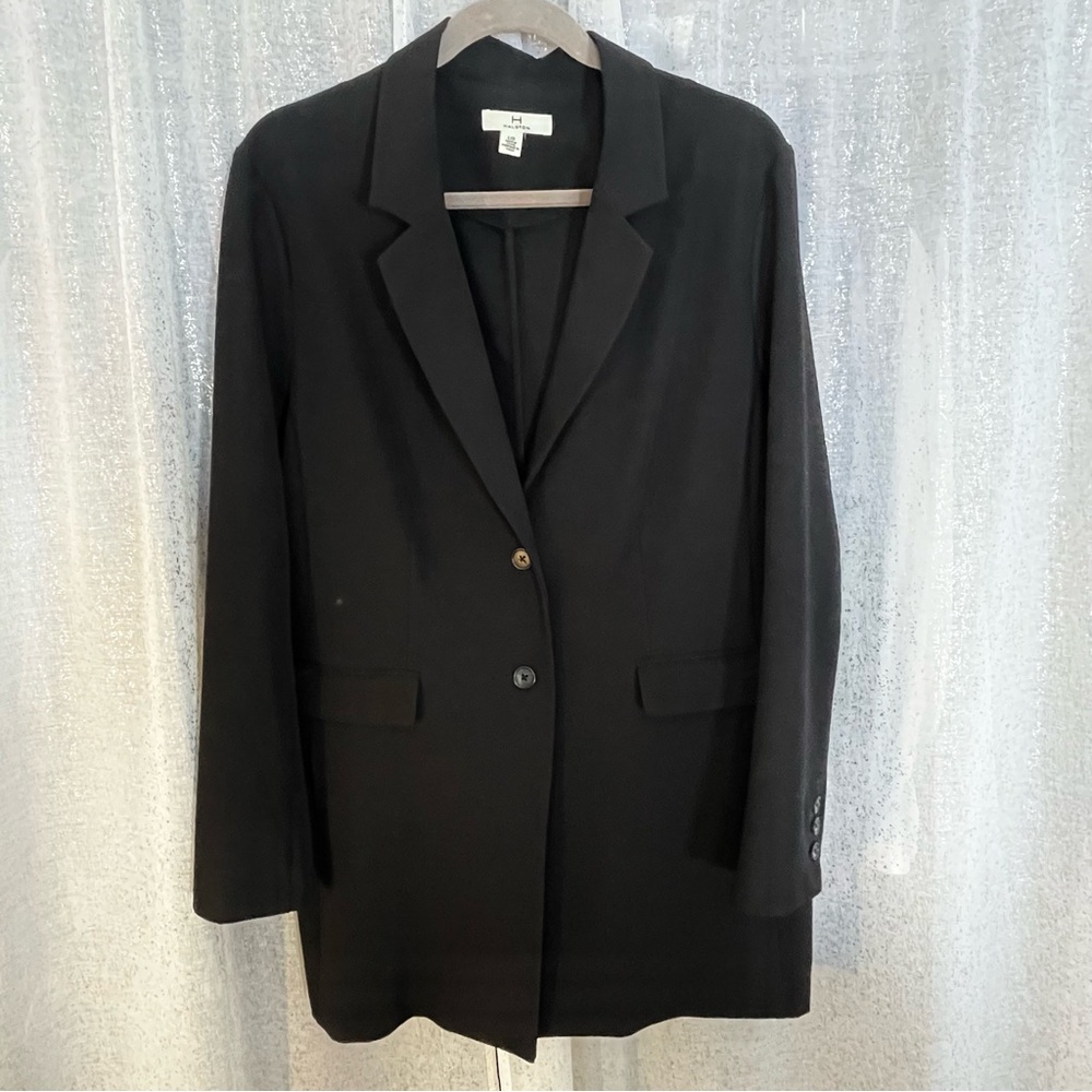 Black Long Blazer Halston Size Large